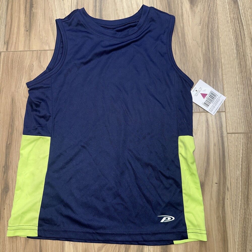 Pro Player LB Muscle Tee Navy Green Size 5/6 Boys